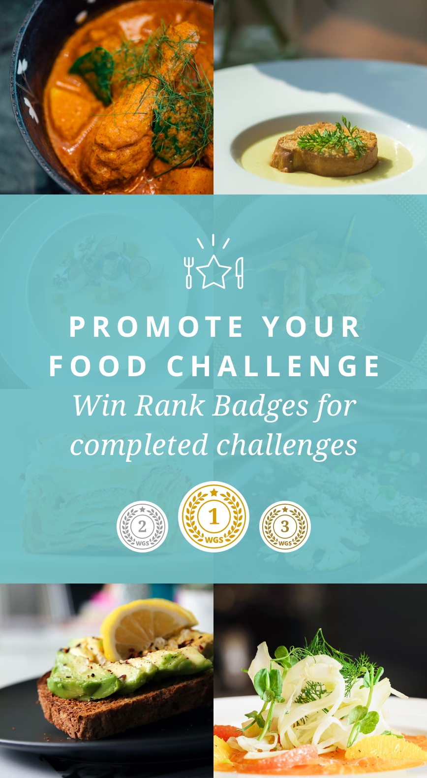 Promote your food challenge - win Rank Badges for completed challenges